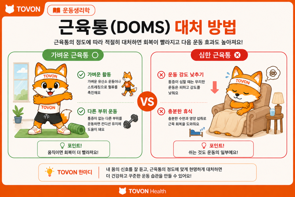 가벼운 근육통과 심한 근육통에 따른 운동 및 휴식 방법