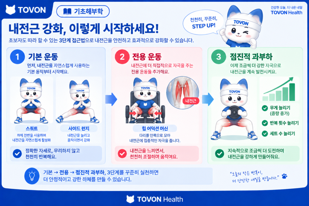초보자를 위한 내전근 운동 3단계