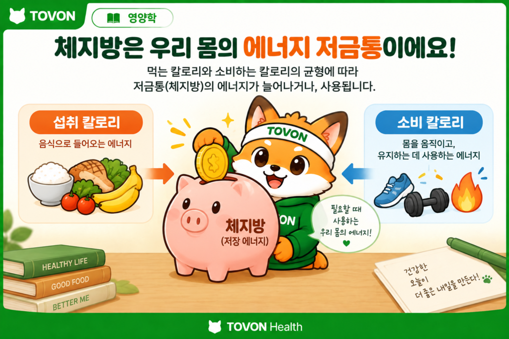 칼로리 적자로 체지방이 감소하는 원리를 저금통에 비유한 토번이
