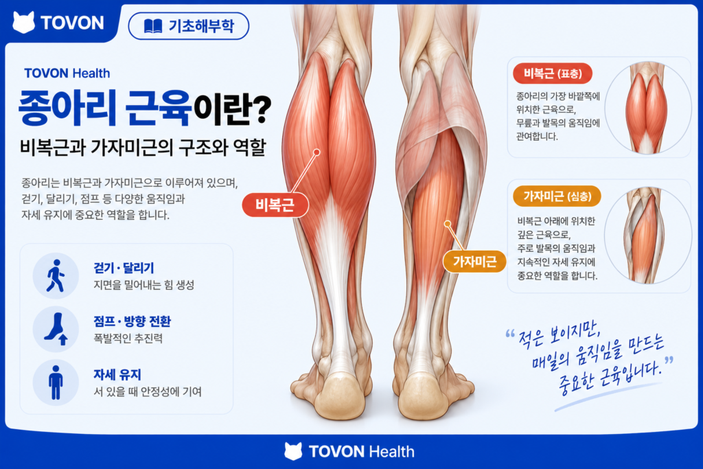 종아리 근육의 구조와 비복근 가자미근