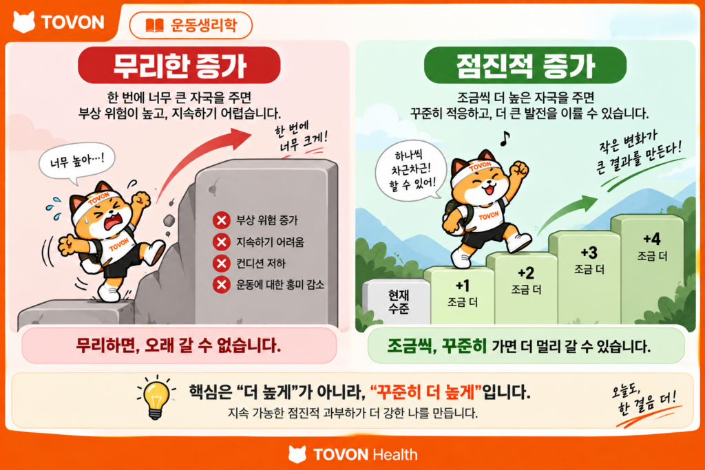 무리한 훈련보다 점진적으로 부하를 높이는 원리